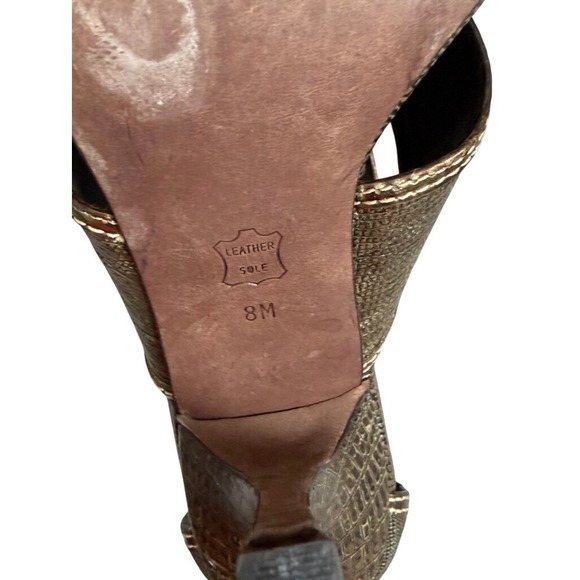 Tory Burch Edgy Statement High Heel Sandals Olive Green and Gold Size 8 - Picture 6 of 7